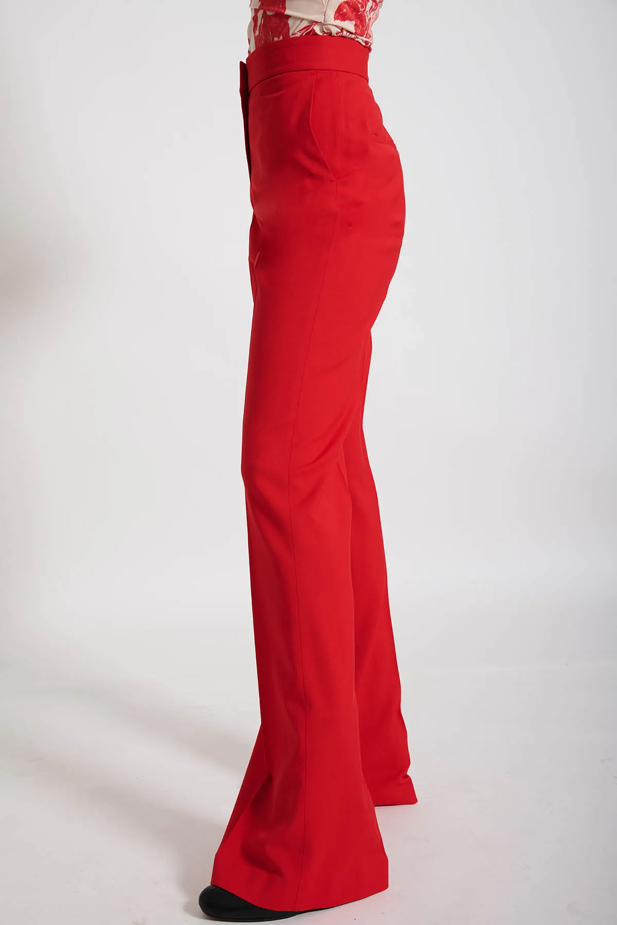 MSGM   Pantalone a vita alta con fondo svasato