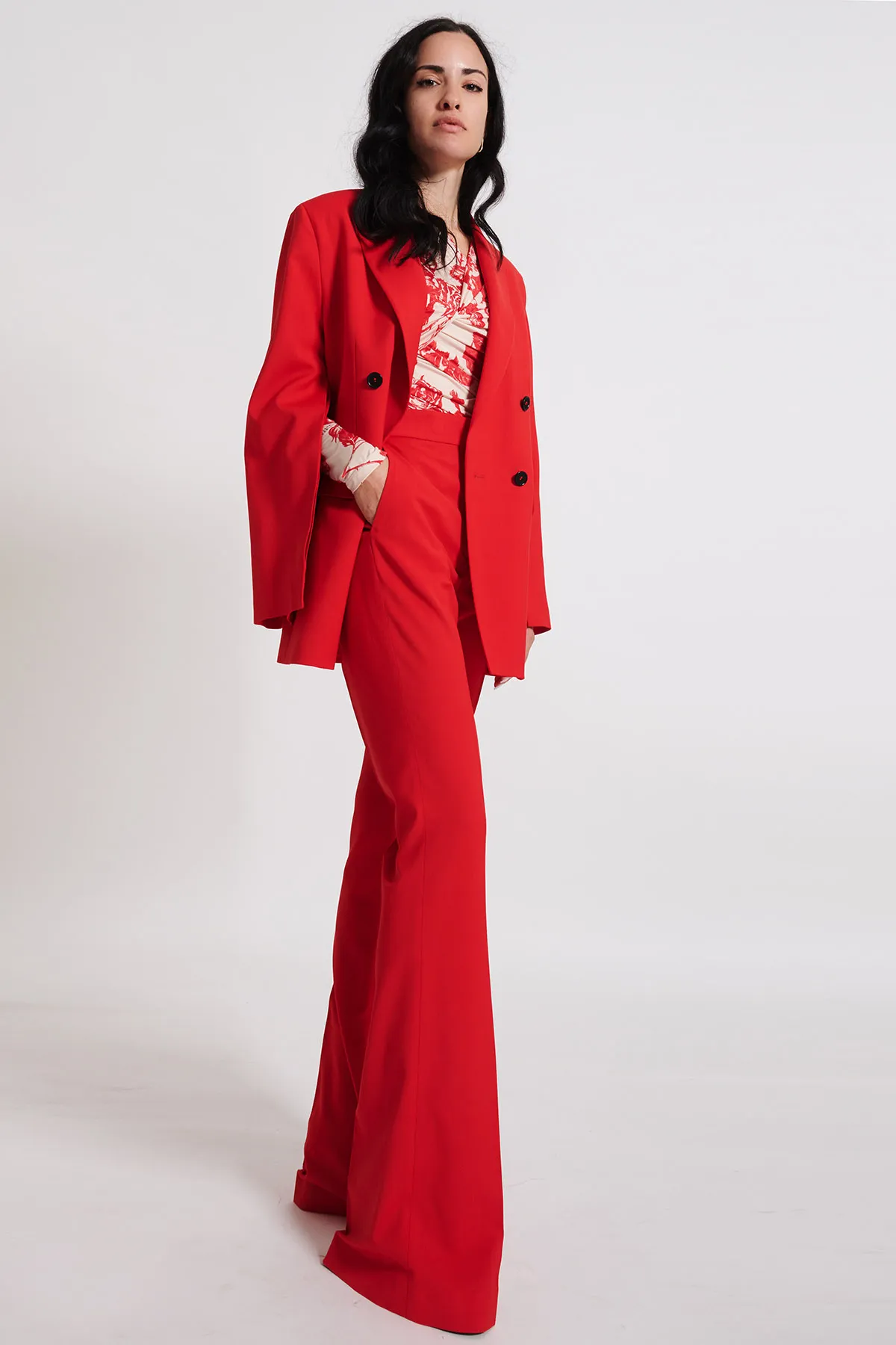 MSGM   Pantalone a vita alta con fondo svasato