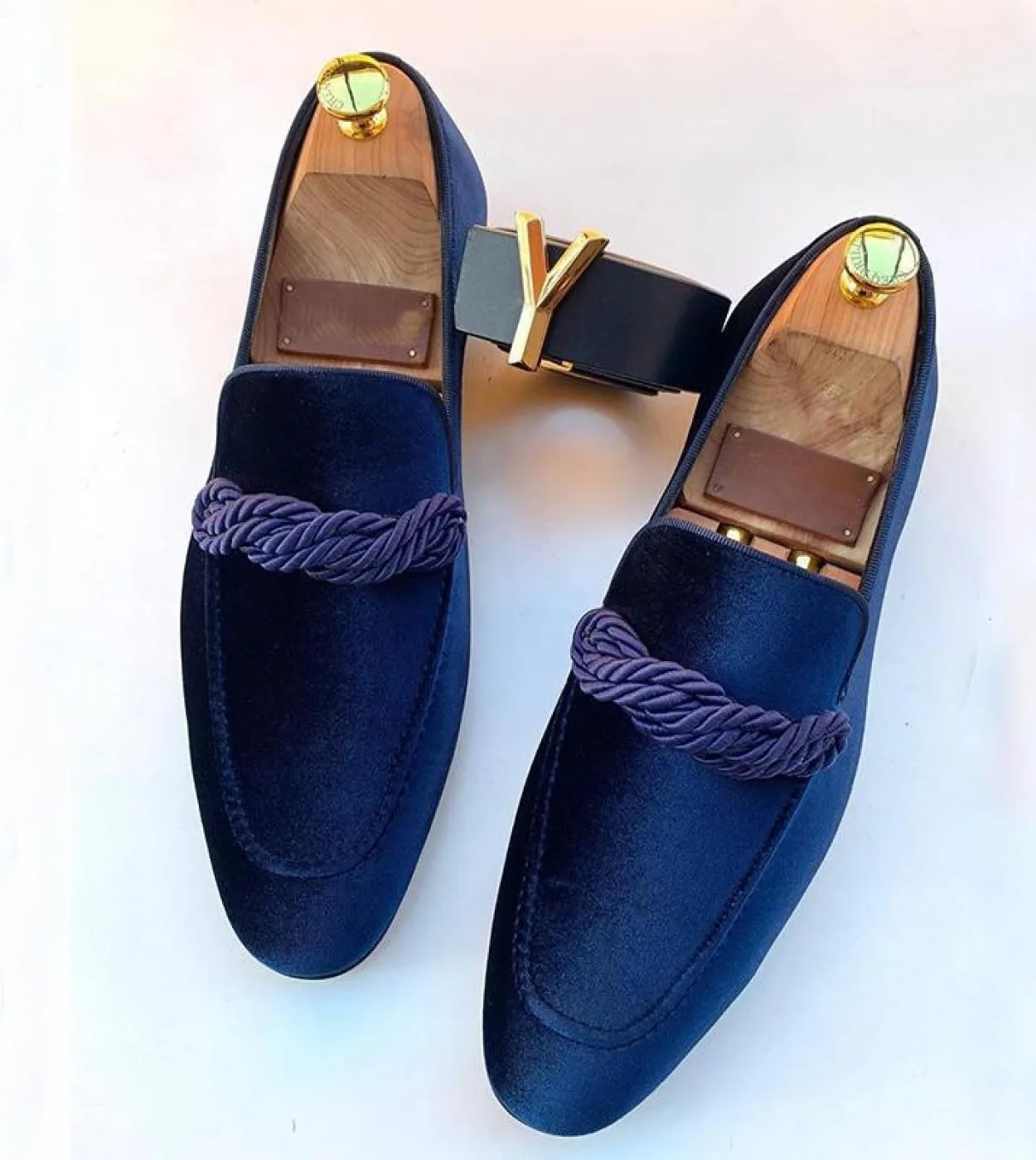 New In Blue Green Mocassini per uomo Flock Square Toe Slipon Party Scarpe da sposa per uomo con spedizione gratuita Sapatos Para
