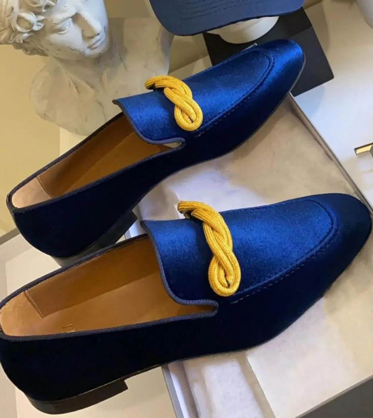 New In Blue Green Mocassini per uomo Flock Square Toe Slipon Party Scarpe da sposa per uomo con spedizione gratuita Sapatos Para