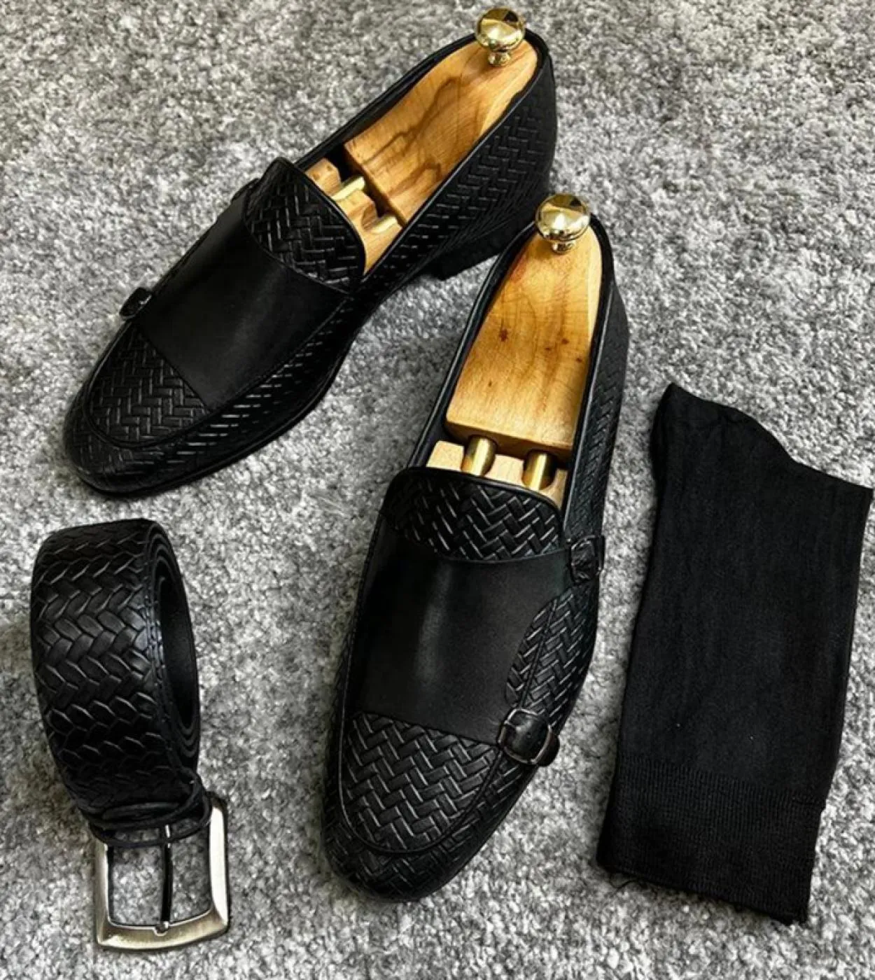 Novità in mocassini neri da uomo con doppia fibbia Monk Scarpe da uomo traspiranti Slip On Scarpe casual da uomo con spedizione