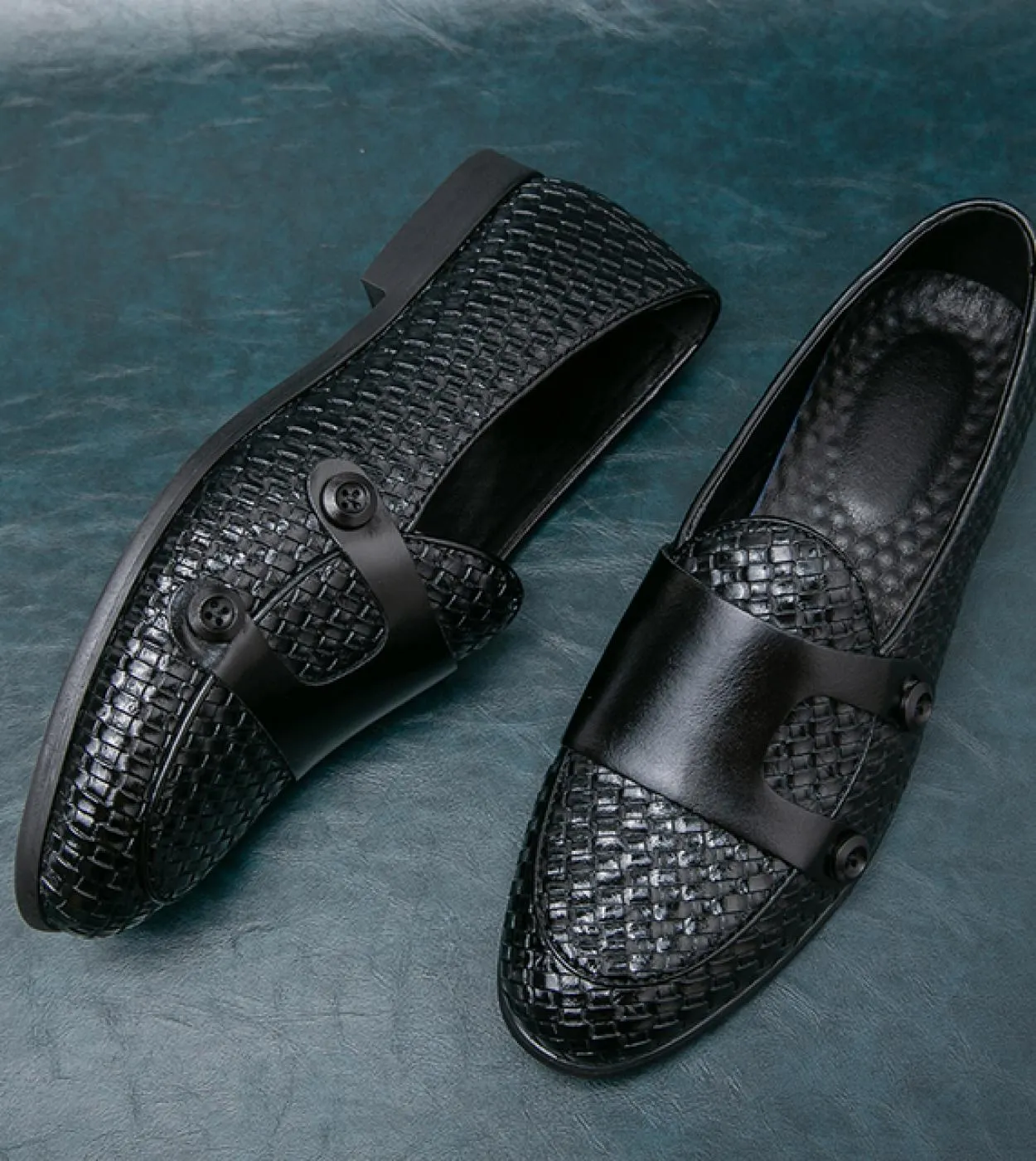 Novità in mocassini neri da uomo con doppia fibbia Monk Scarpe da uomo traspiranti Slip On Scarpe casual da uomo con spedizione