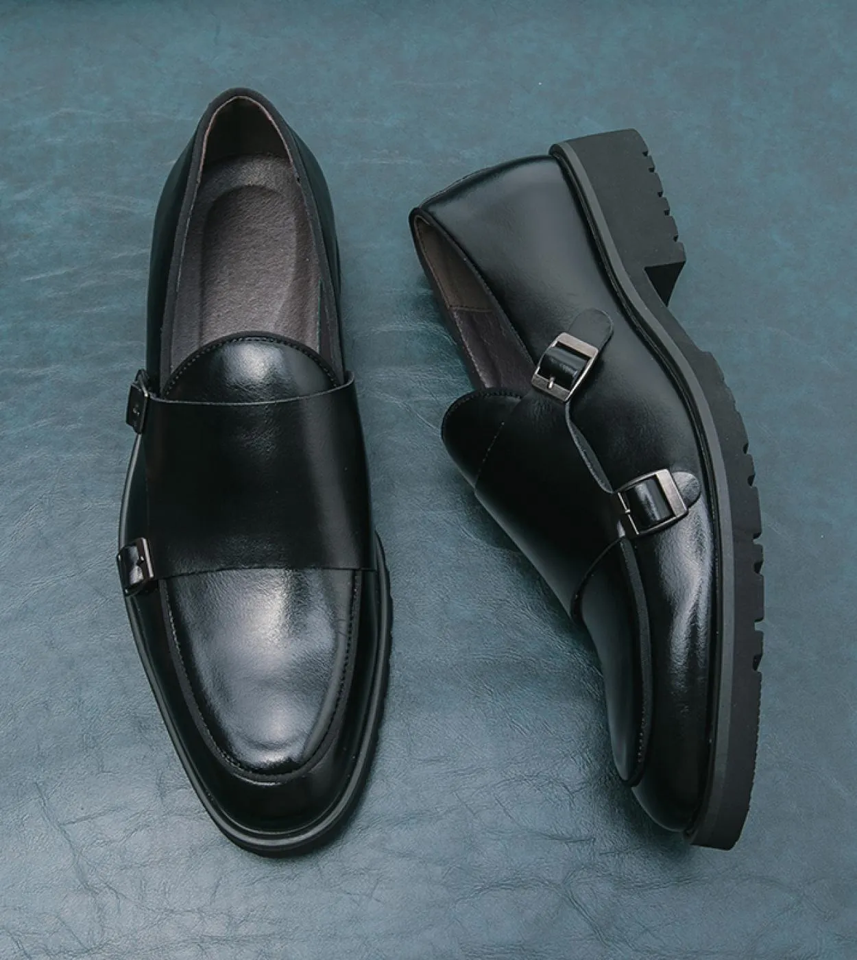 Nuovi mocassini da uomo con doppia fibbia Monk Shoes Black Men Dress Shoes Round Toe Slipon Spedizione gratuita Scarpe da uomo A