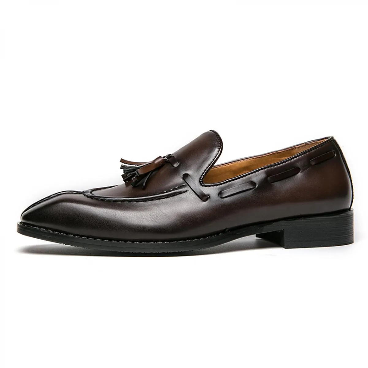 Nuovi mocassini marroni per uomo nappe punta quadrata slip on scarpe formali da uomo affari fatti a mano taglia 38 46 spedizione
