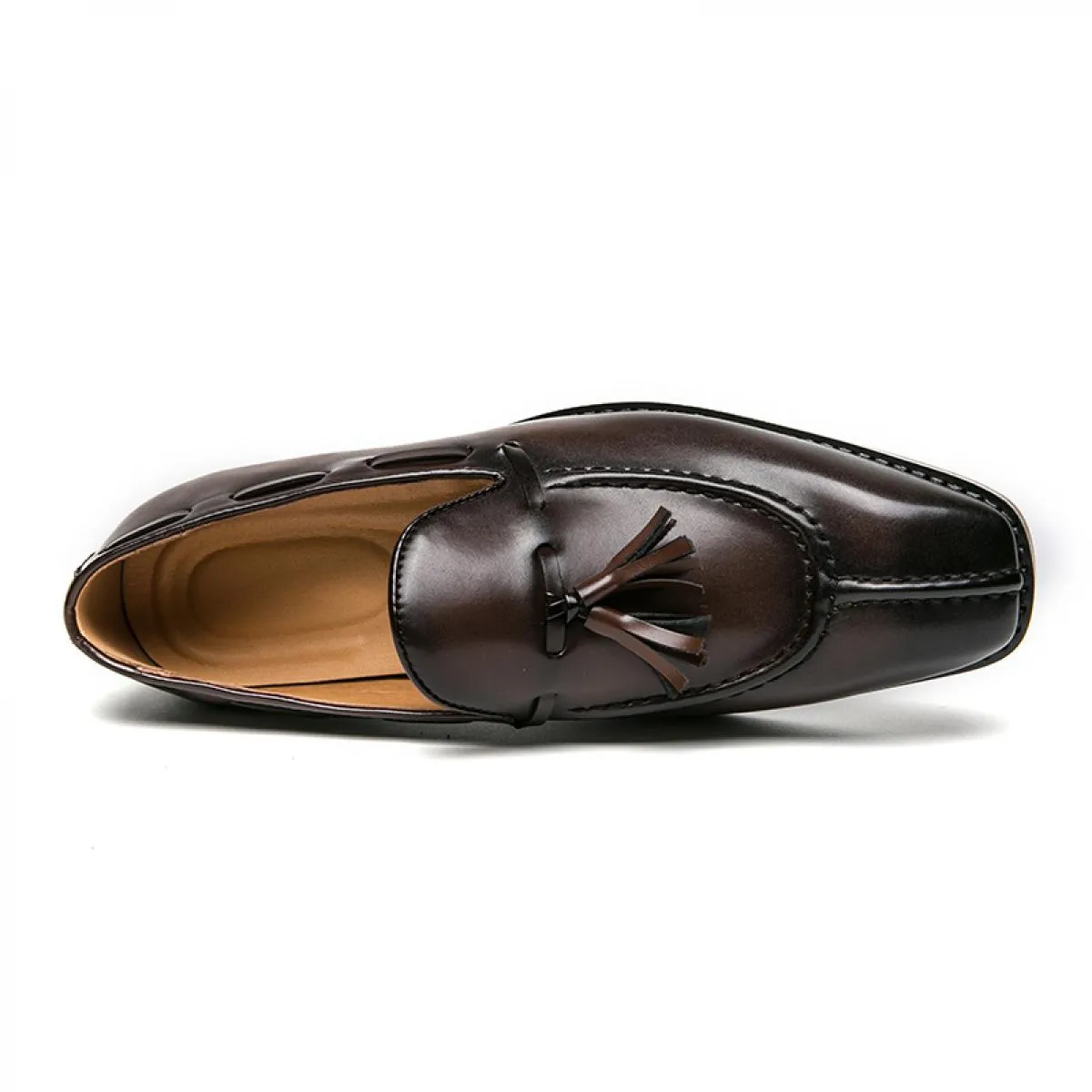 Nuovi mocassini marroni per uomo nappe punta quadrata slip on scarpe formali da uomo affari fatti a mano taglia 38 46 spedizione