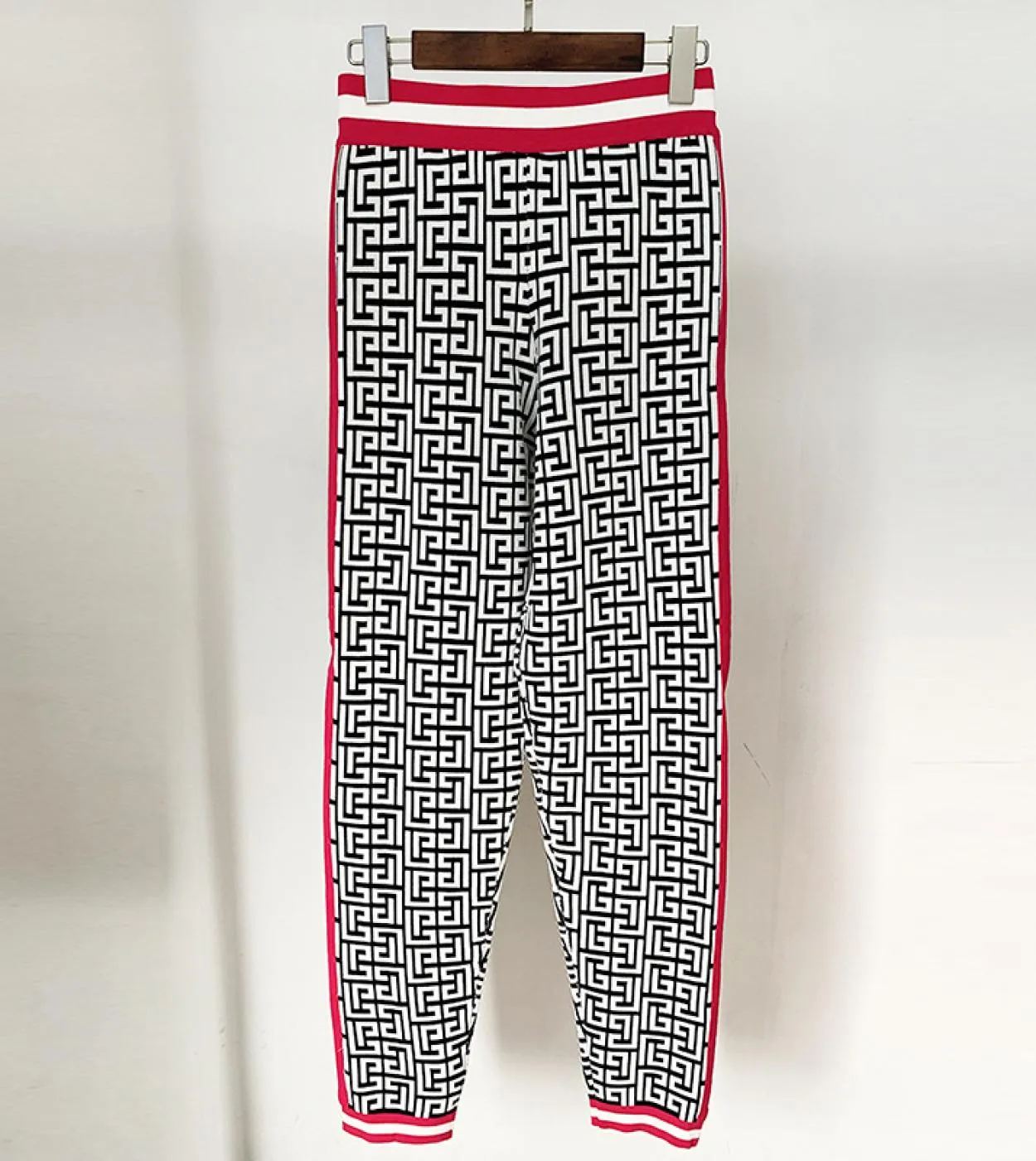 Nuovo design labirinto figura maglione top pantaloni jacquard maglia maglione dolcevita scozzese bianco nero pullover donna inve