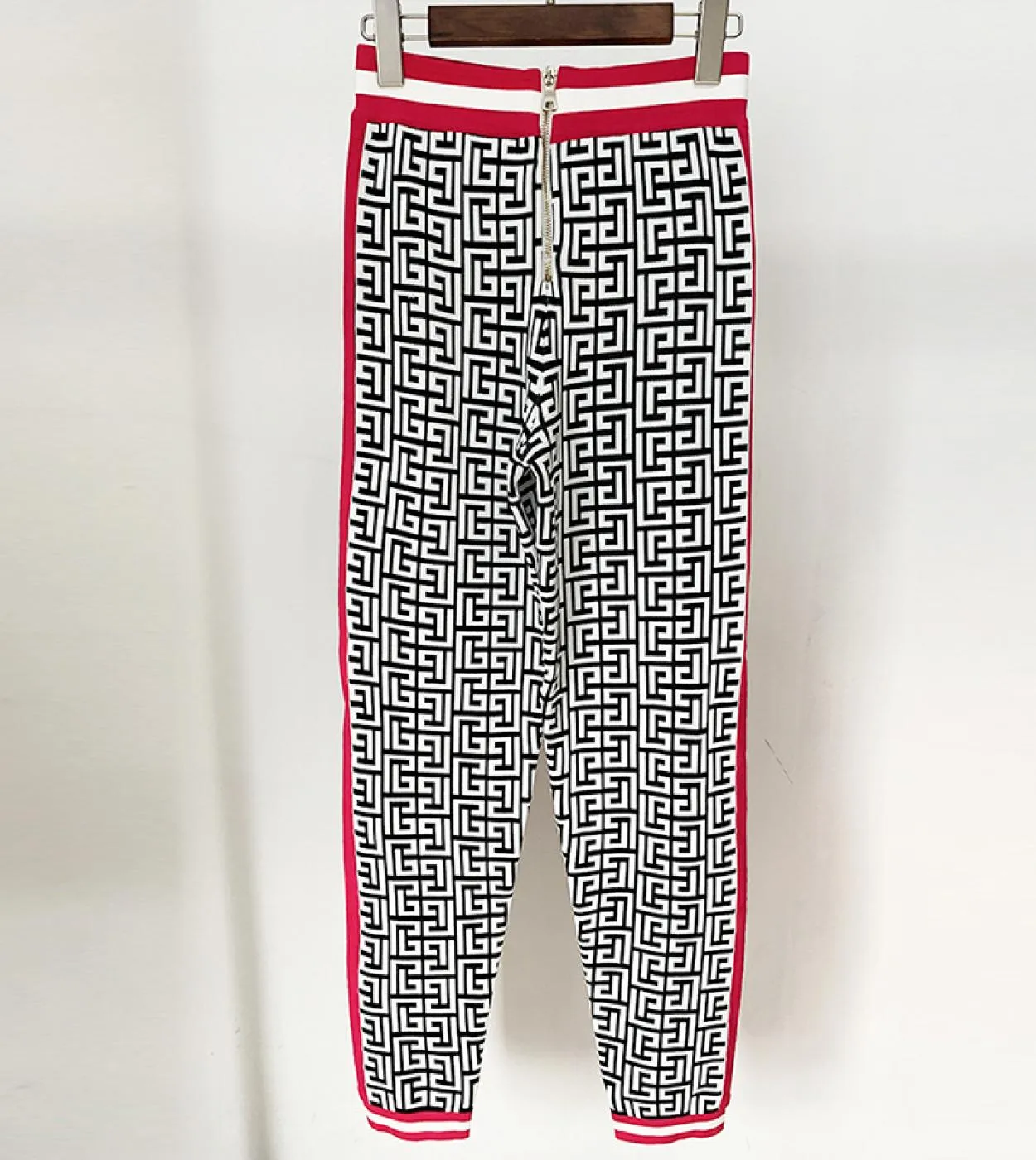 Nuovo design labirinto figura maglione top pantaloni jacquard maglia maglione dolcevita scozzese bianco nero pullover donna inve