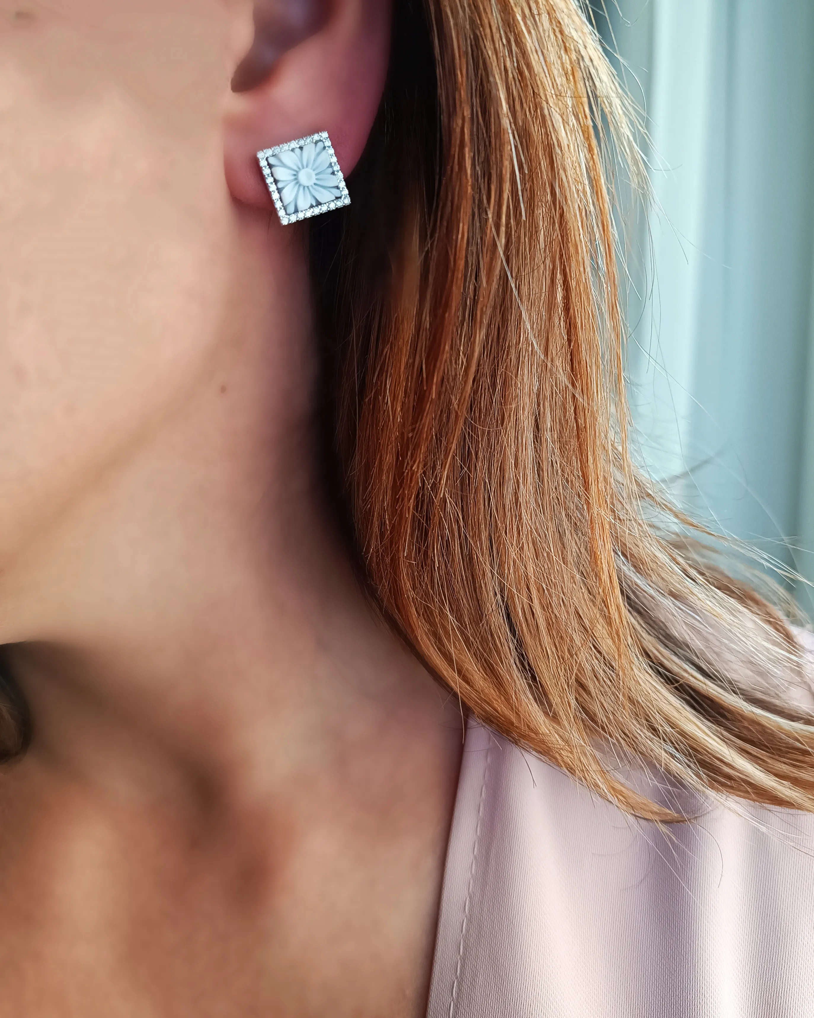 Orecchini al Lobo in Argento 925 con Cammei Conchiglia