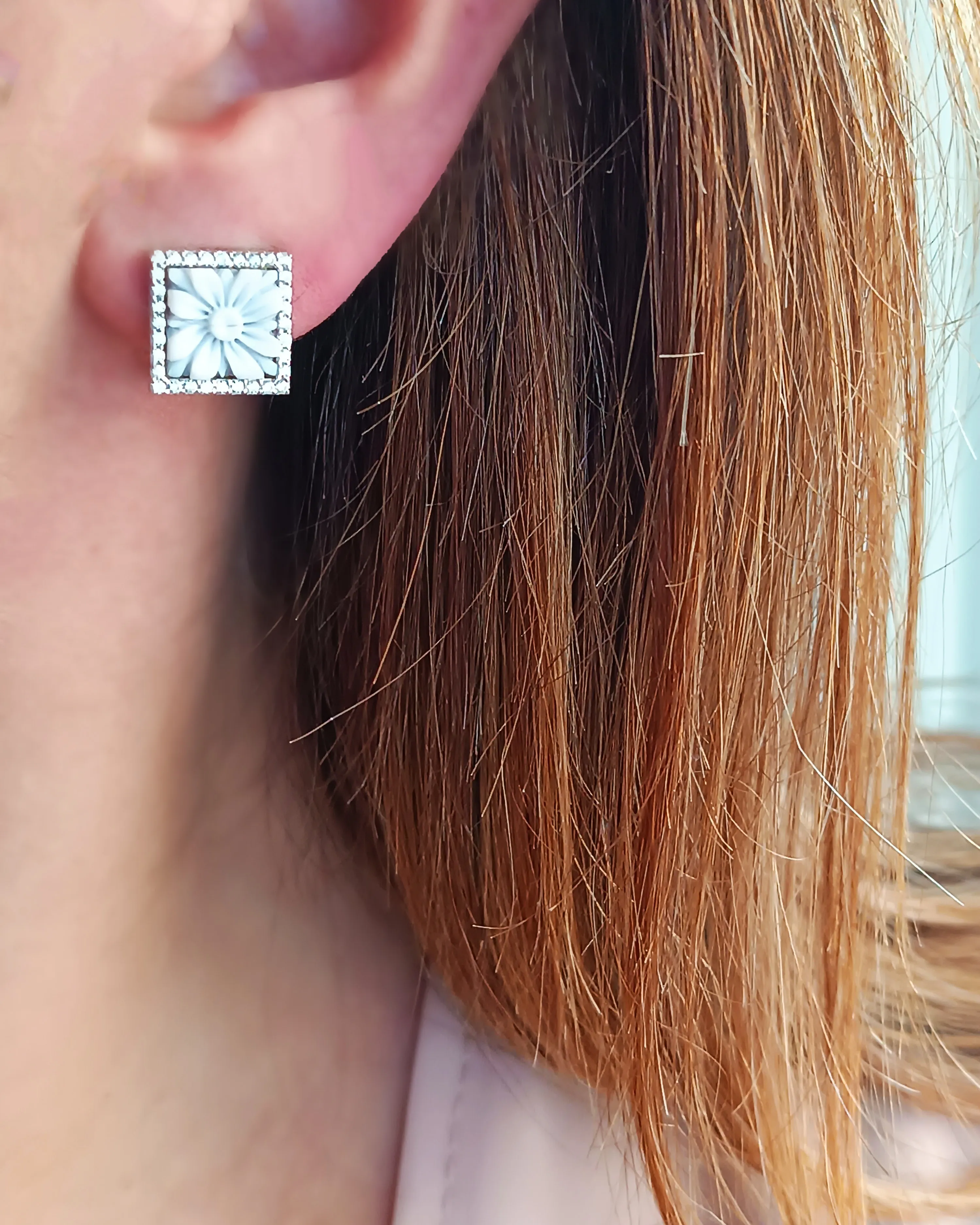 Orecchini al Lobo in Argento 925 con Cammei Conchiglia