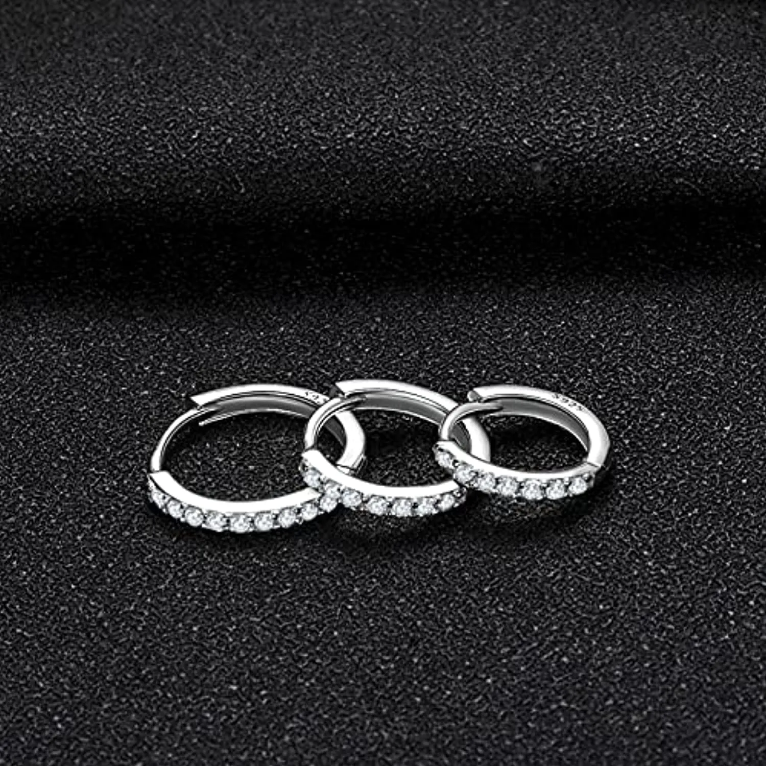 Orecchini Cerchio Argento per Donna,925 Sterling Argento Orecchini A Cerchio Piccoli Con AAA Cubic Zirconia,3 Paia Ipoallergenic