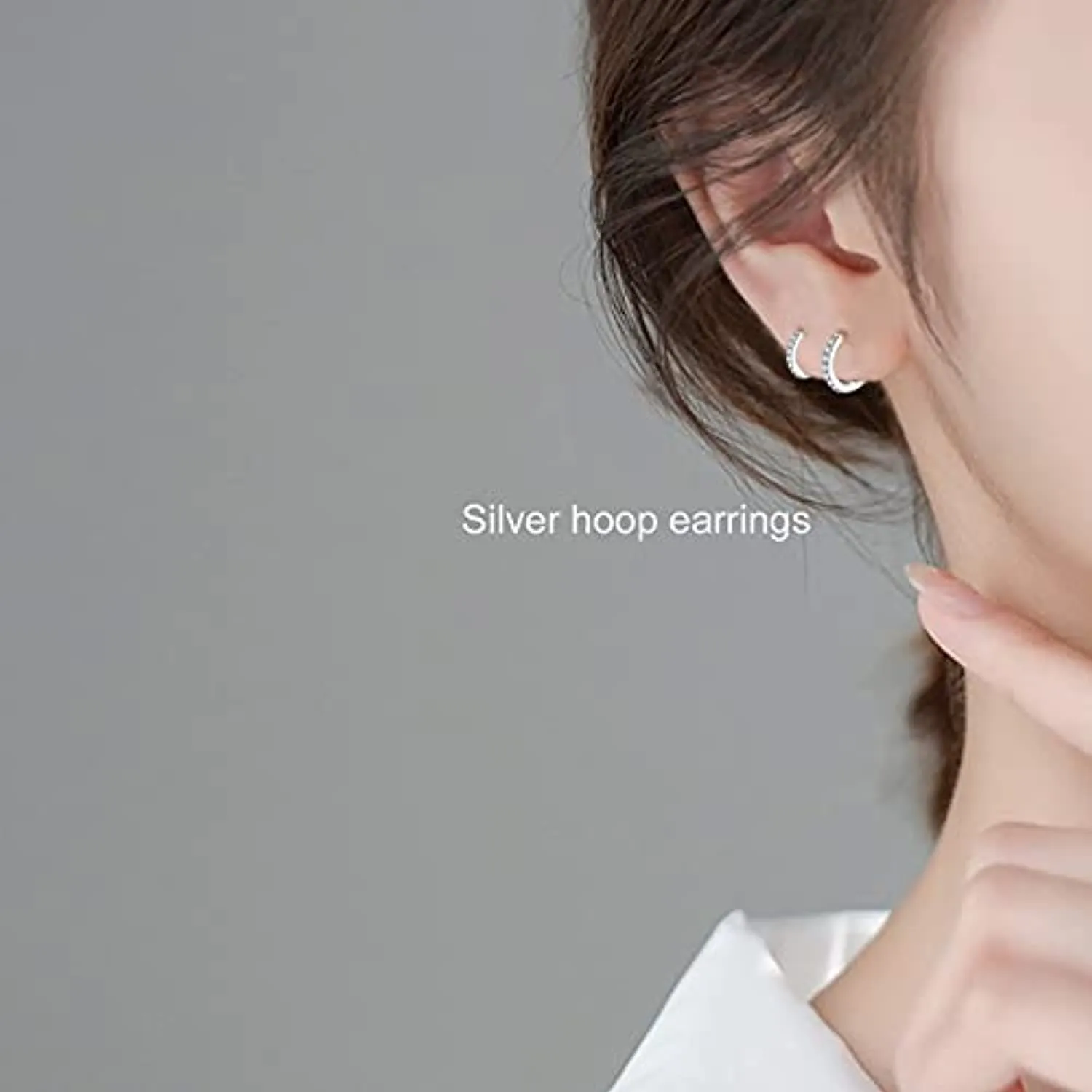 Orecchini Cerchio Argento per Donna,925 Sterling Argento Orecchini A Cerchio Piccoli Con AAA Cubic Zirconia,3 Paia Ipoallergenic