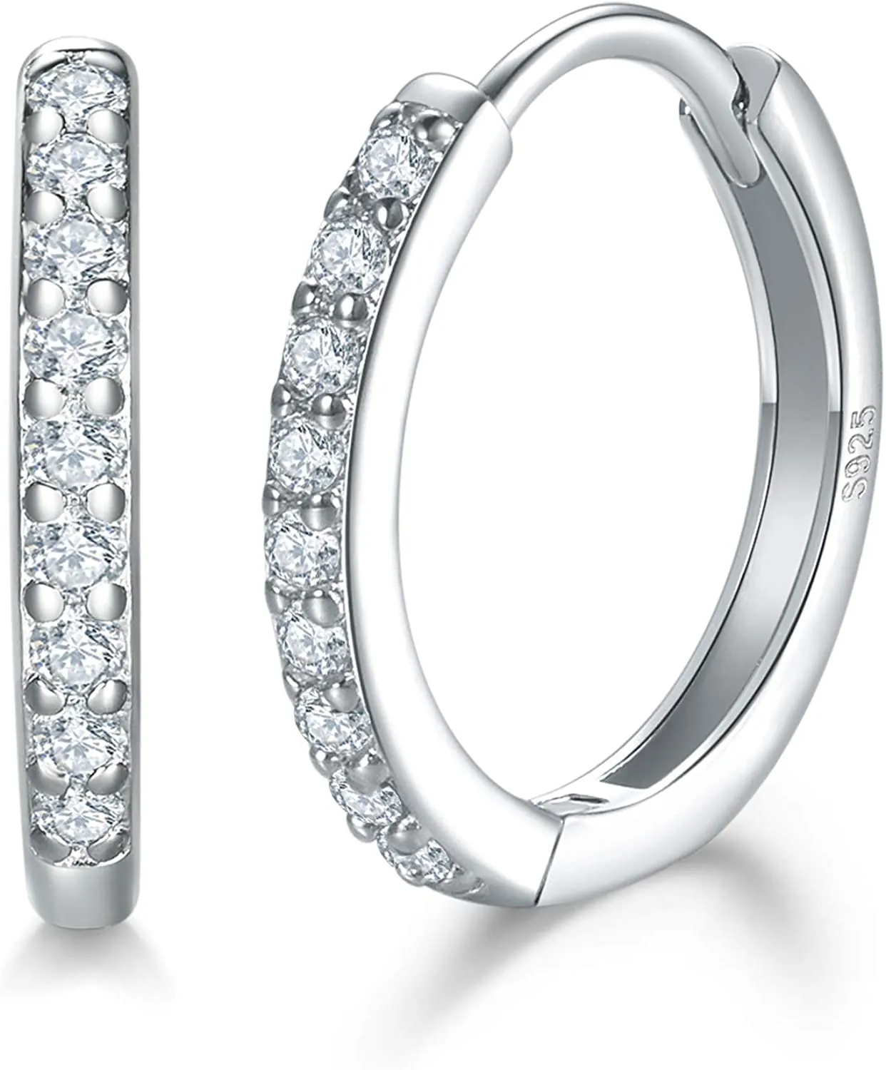 Orecchini Cerchio Argento per Donna,925 Sterling Argento Orecchini A Cerchio Piccoli Con AAA Cubic Zirconia,3 Paia Ipoallergenic