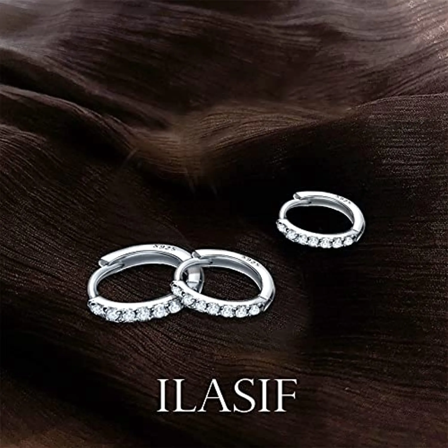 Orecchini Cerchio Argento per Donna,925 Sterling Argento Orecchini A Cerchio Piccoli Con AAA Cubic Zirconia,3 Paia Ipoallergenic