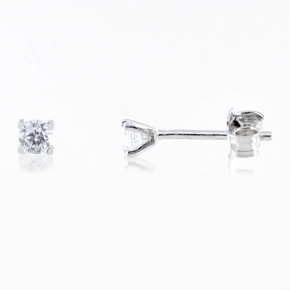 Orecchini Punto luce in oro bianco con zircone 3.00 mm