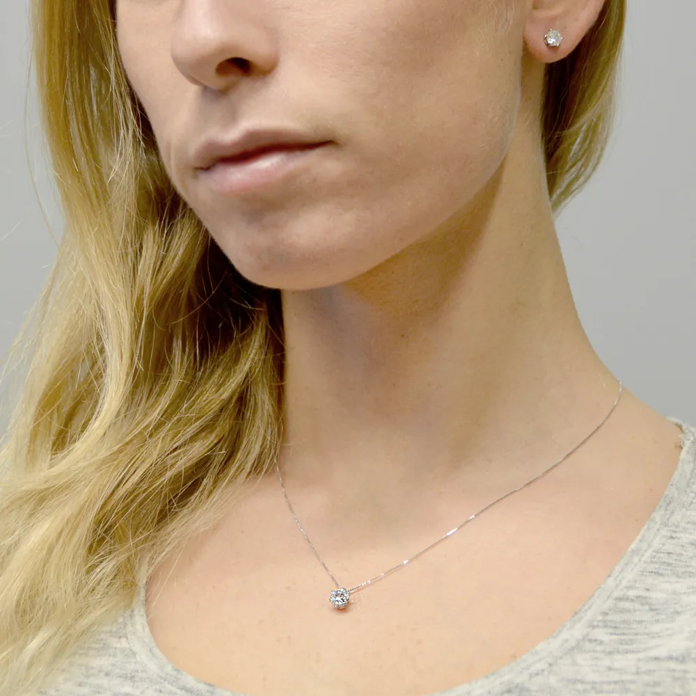Orecchini Punto luce in oro bianco con zircone 5.00 mm