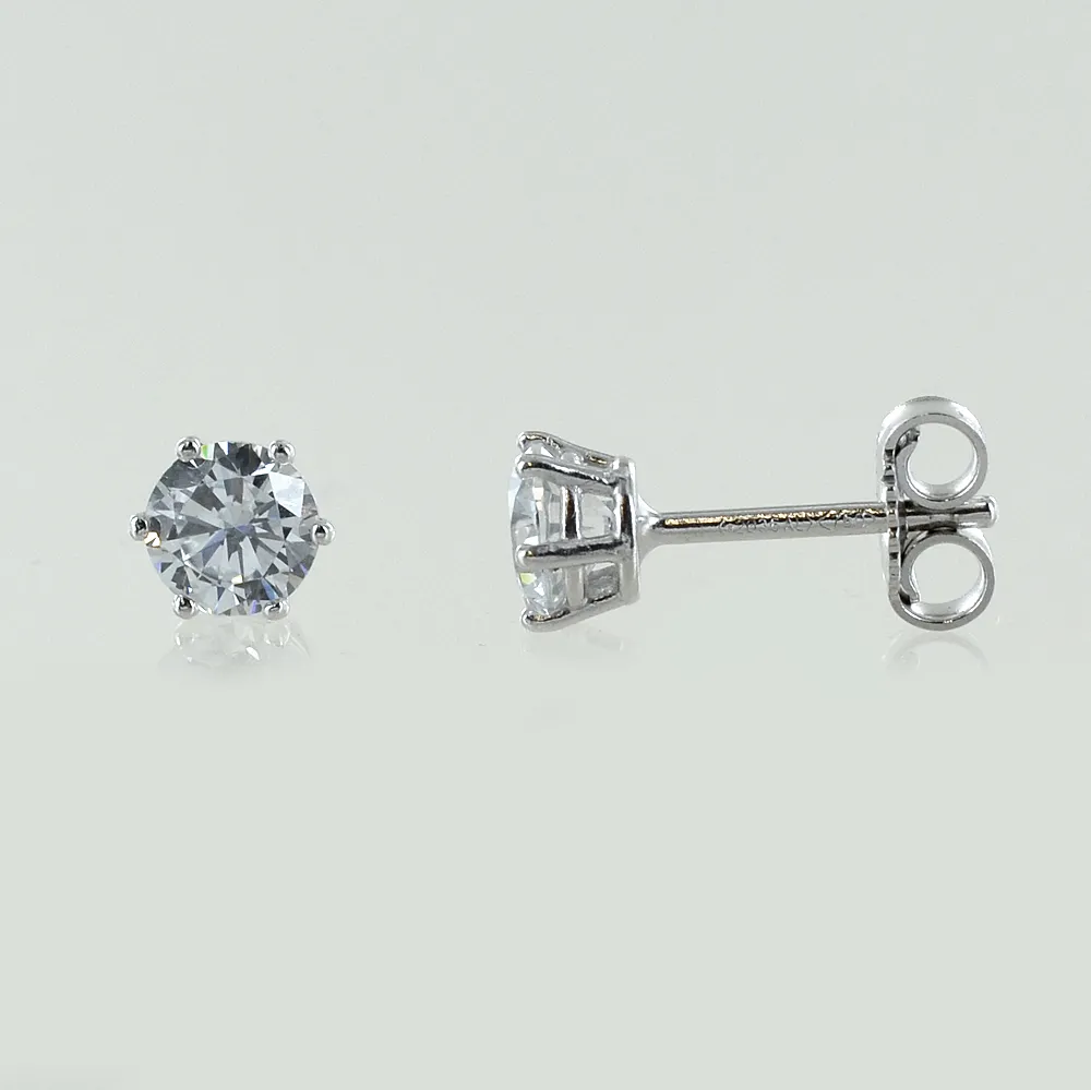 Orecchini Punto luce in oro bianco con zircone 5.00 mm