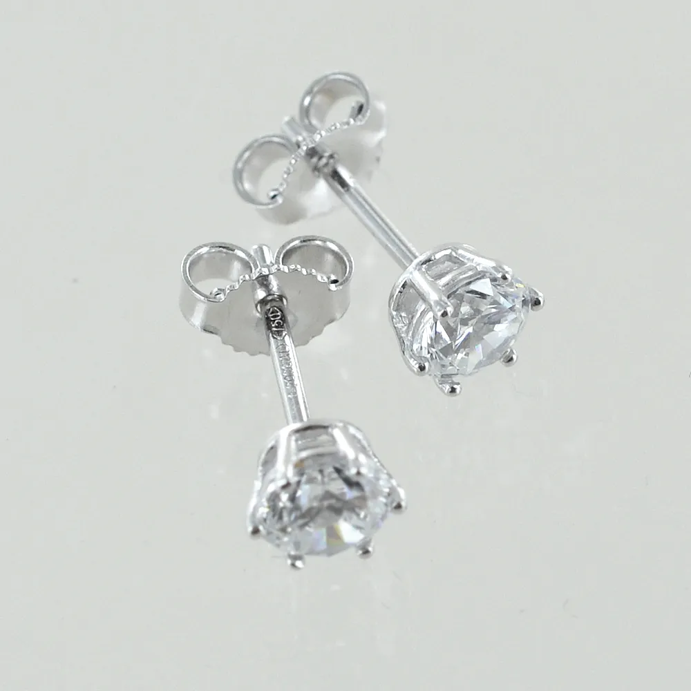 Orecchini Punto luce in oro bianco con zircone 5.00 mm