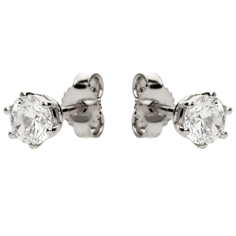 Orecchini Punto luce in oro bianco con zircone 5.00 mm