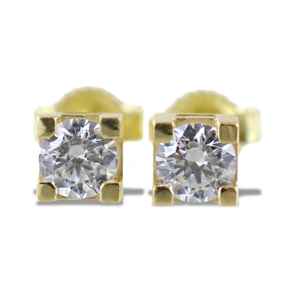 Orecchini Punto luce in oro giallo con zircone 4.20 mm