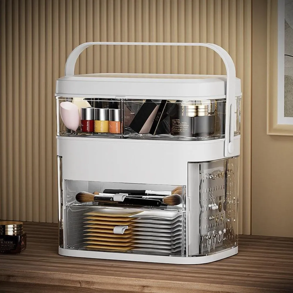 Organizer trucchi multifunzionale, con specchio interno
