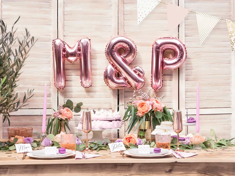 Palloncino segno & rosa metallico 35cm