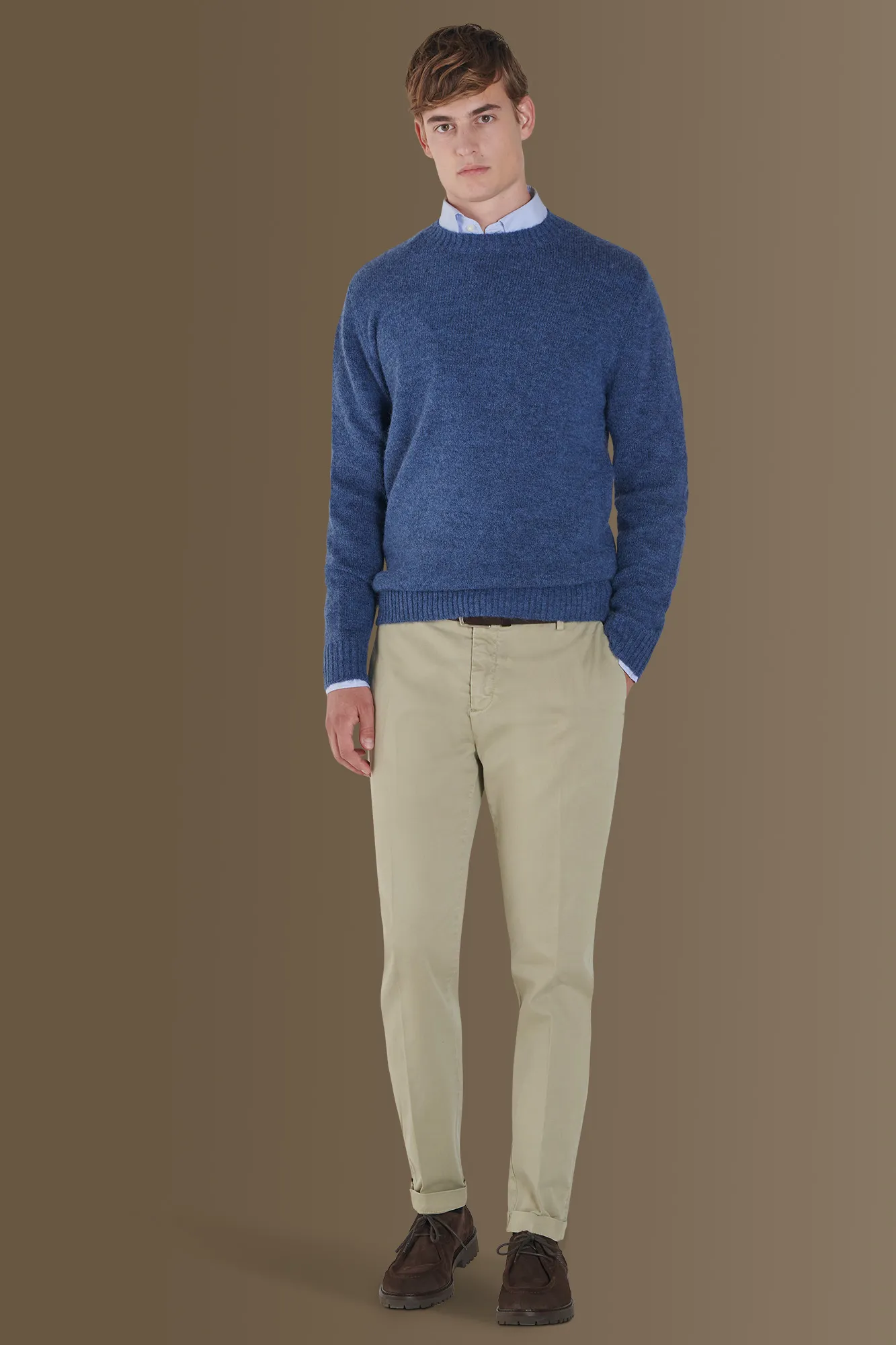 Pantalone classico chino twill elasticizzato