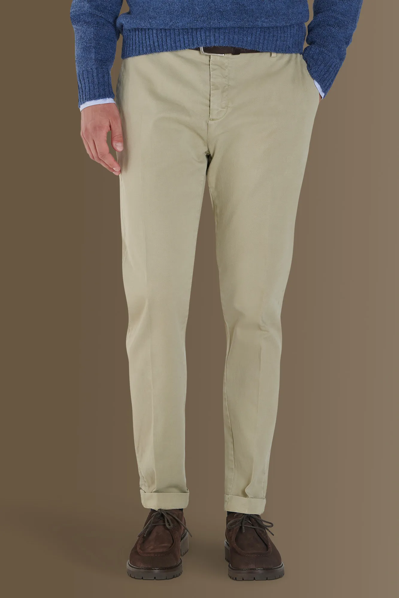 Pantalone classico chino twill elasticizzato