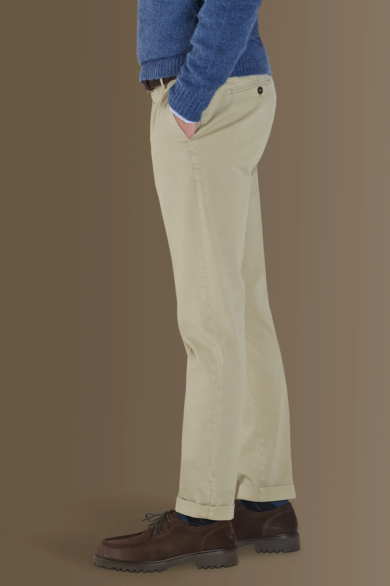 Pantalone classico chino twill elasticizzato