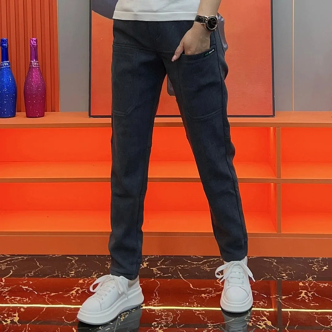 Pantalone tuta in cotone casual taglio dritto alla moda da uomo 