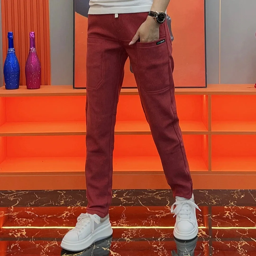 Pantalone tuta in cotone casual taglio dritto alla moda da uomo 