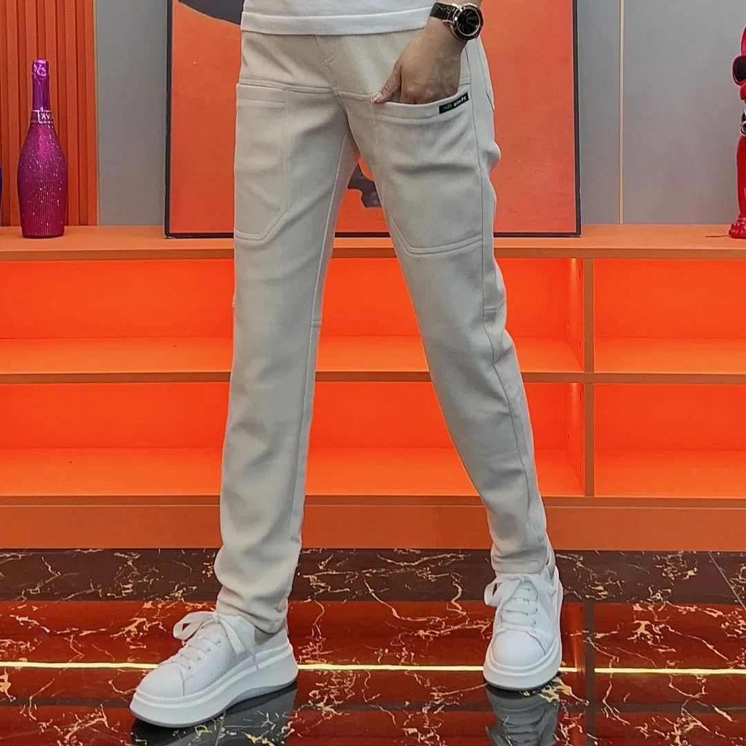 Pantalone tuta in cotone casual taglio dritto alla moda da uomo 