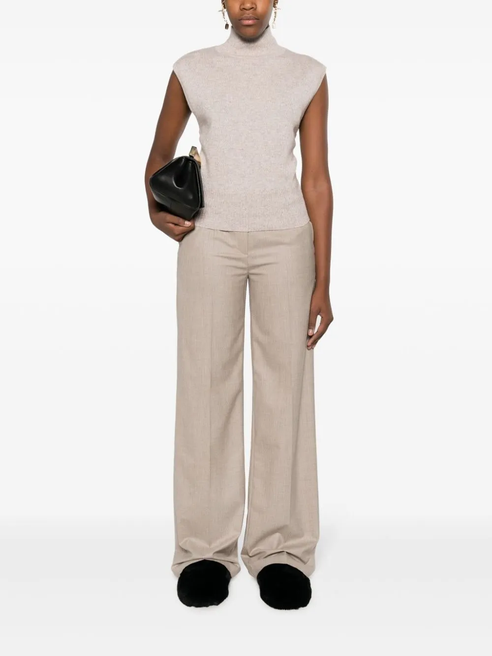 Pantaloni a gamba ampia in taupe - donna