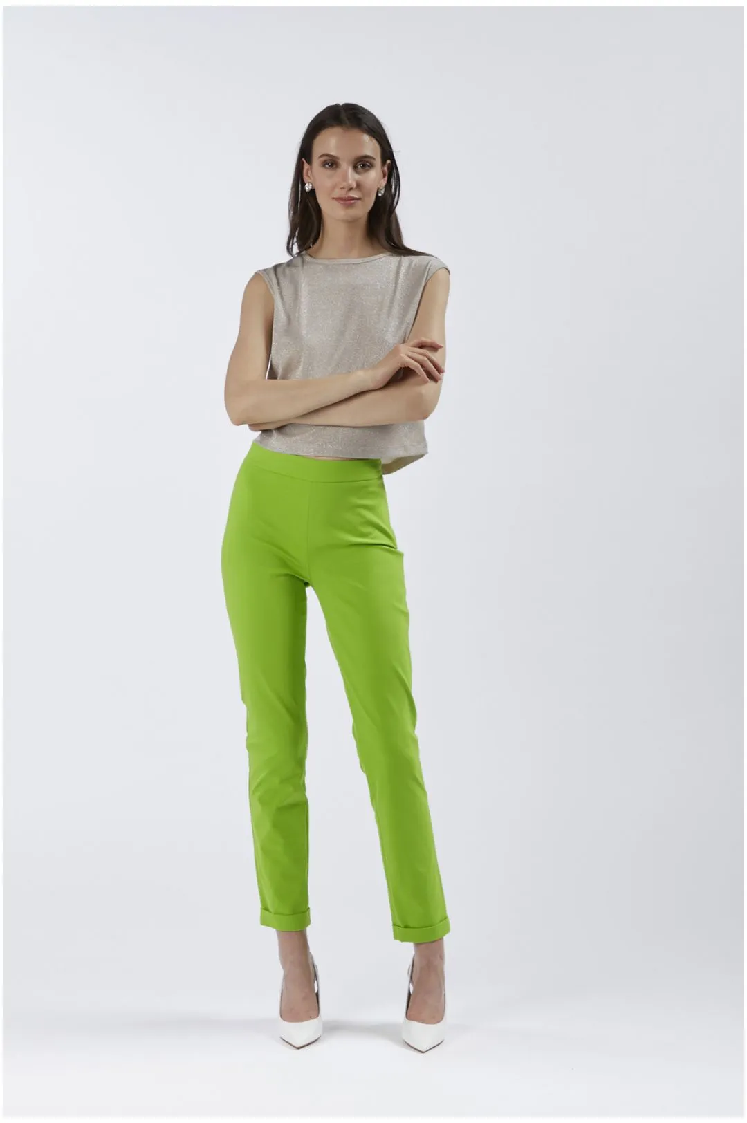 pantaloni a sigaretta elasticizzati menta