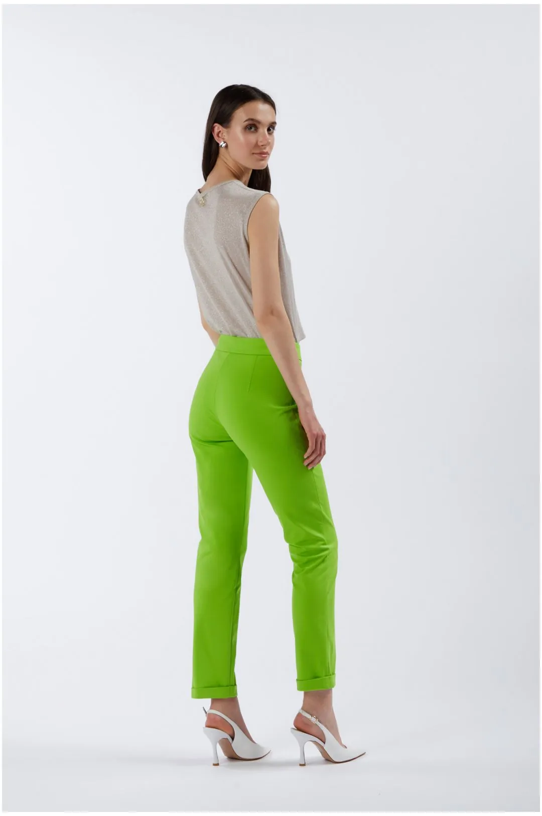 pantaloni a sigaretta elasticizzati menta