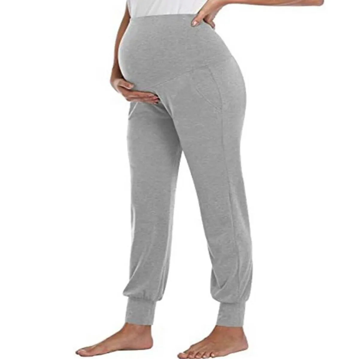 Pantaloni a vita alta da donna a lunghezza intera Leggings in gravidanza Pantaloni casual da donna per maternità 2024