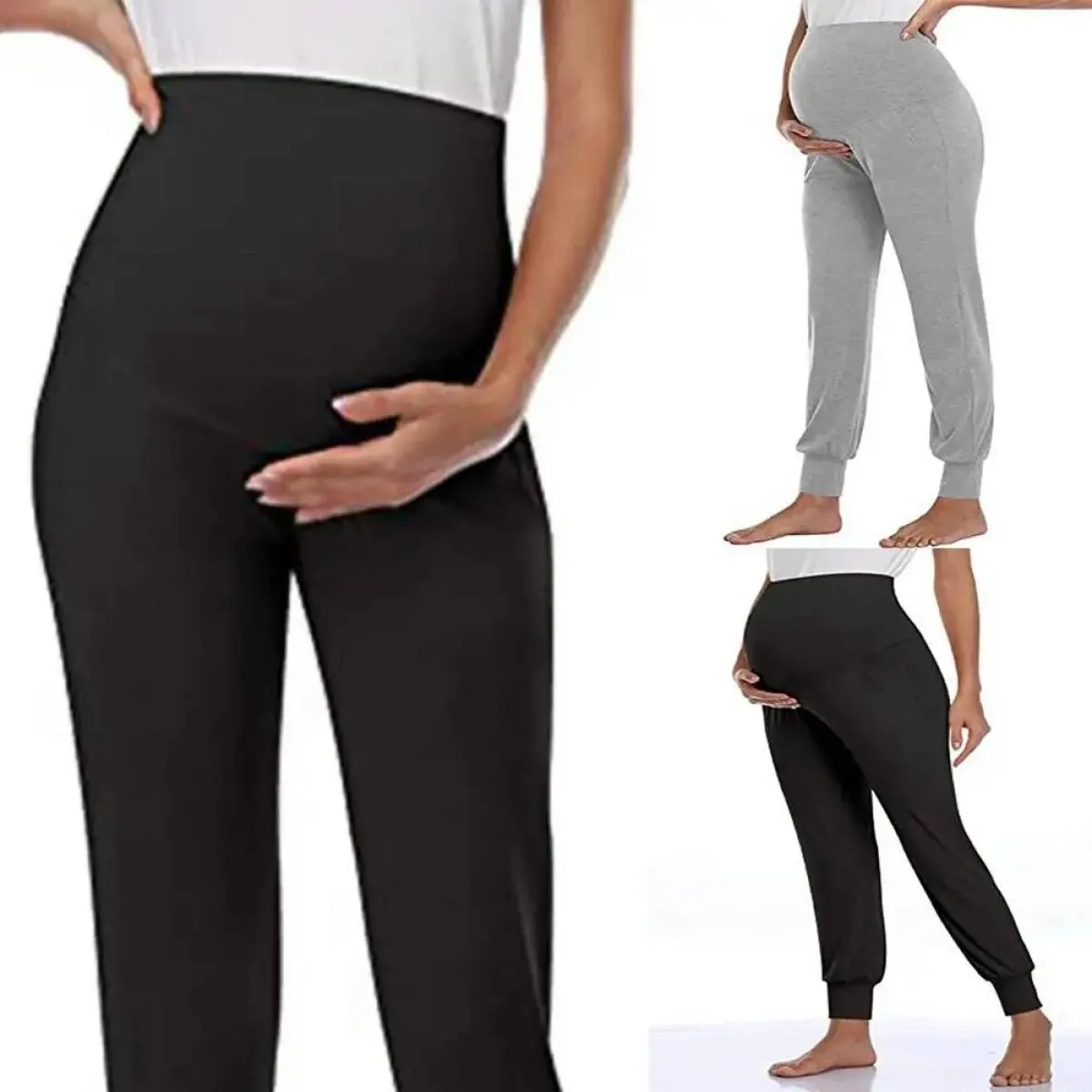Pantaloni a vita alta da donna a lunghezza intera Leggings in gravidanza Pantaloni casual da donna per maternità 2024