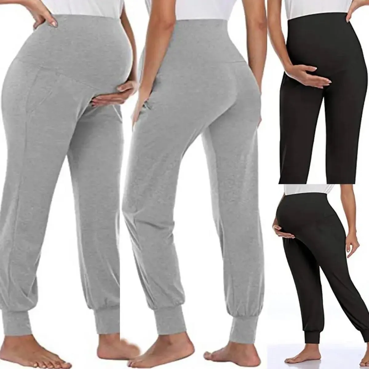 Pantaloni a vita alta da donna a lunghezza intera Leggings in gravidanza Pantaloni casual da donna per maternità 2024