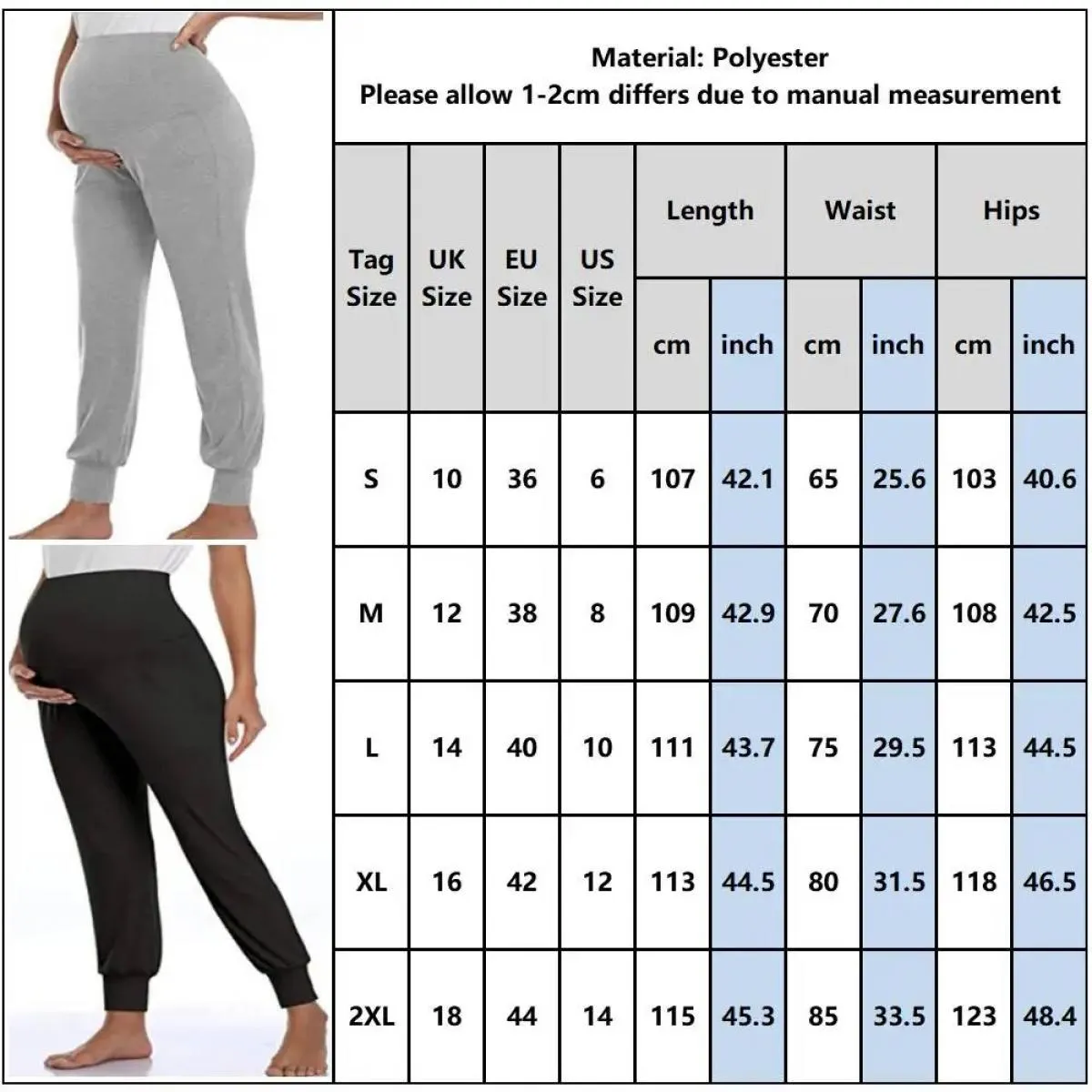 Pantaloni a vita alta da donna a lunghezza intera Leggings in gravidanza Pantaloni casual da donna per maternità 2024