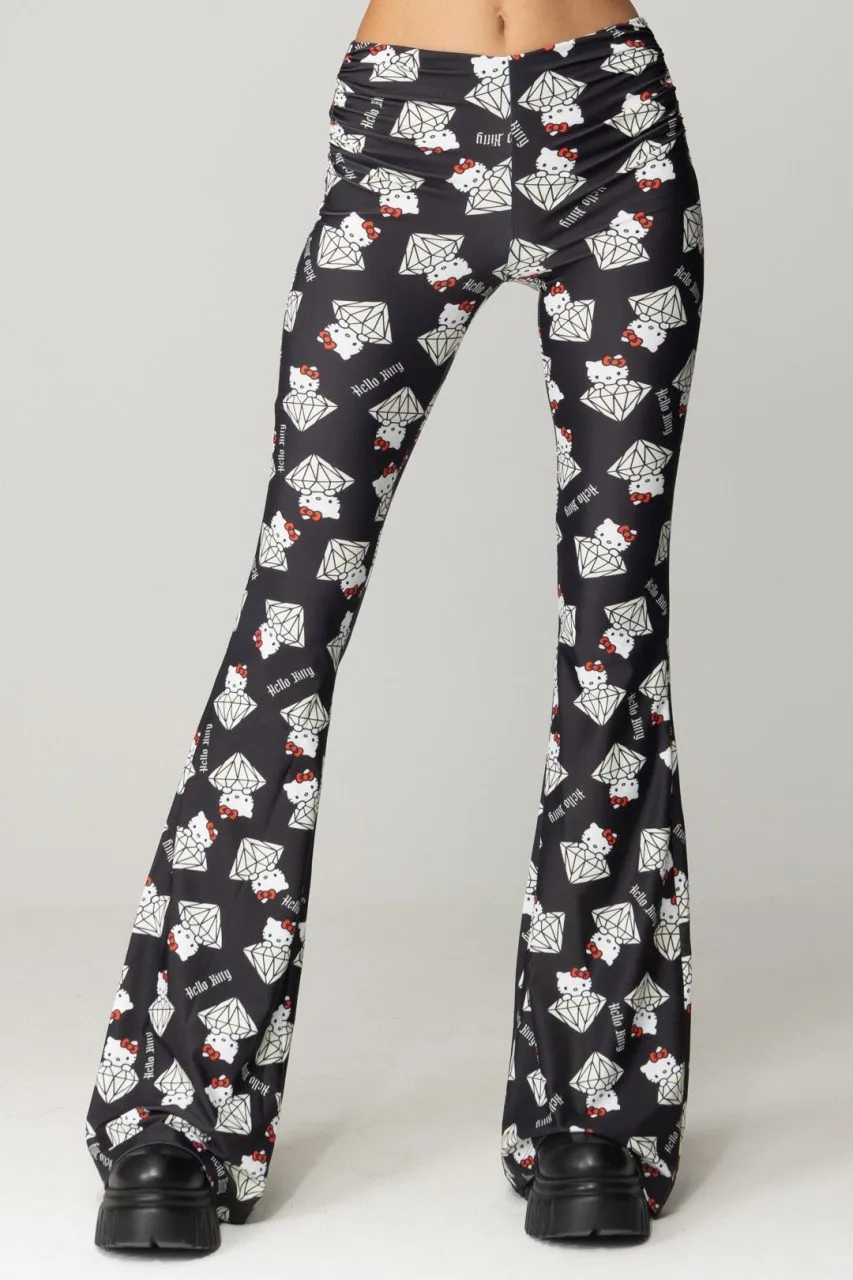 Pantaloni a zampa stampa diamond Kitty DIAMOND KITTY