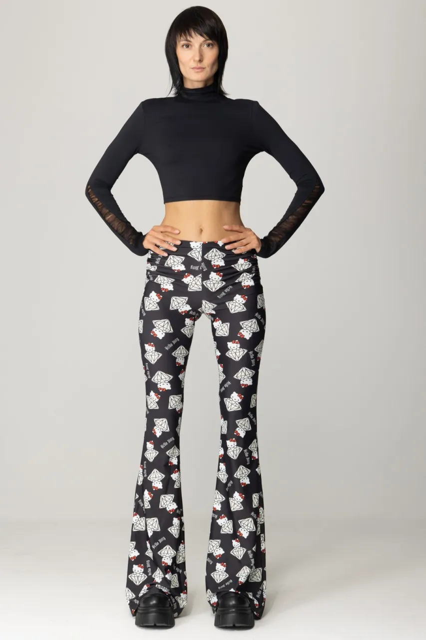Pantaloni a zampa stampa diamond Kitty DIAMOND KITTY