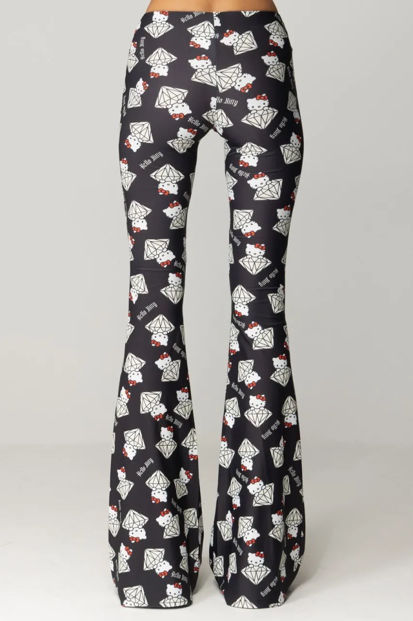 Pantaloni a zampa stampa diamond Kitty DIAMOND KITTY