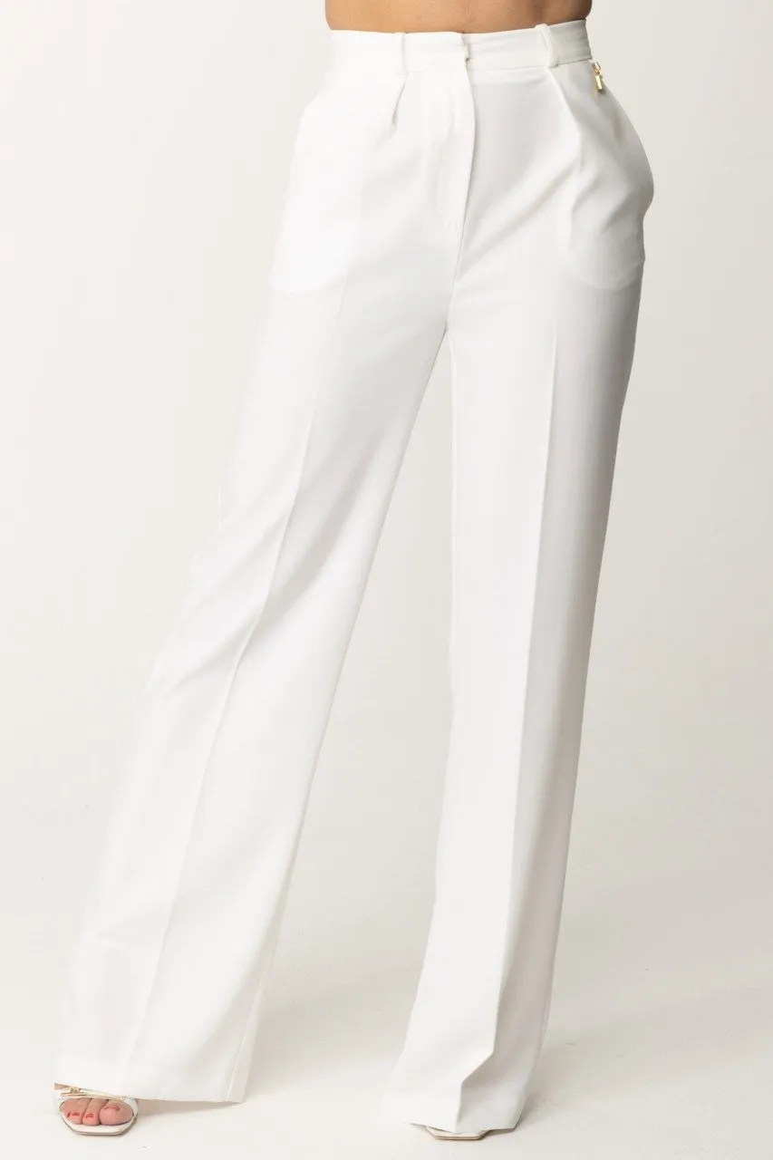 Pantaloni con charm logo Avorio