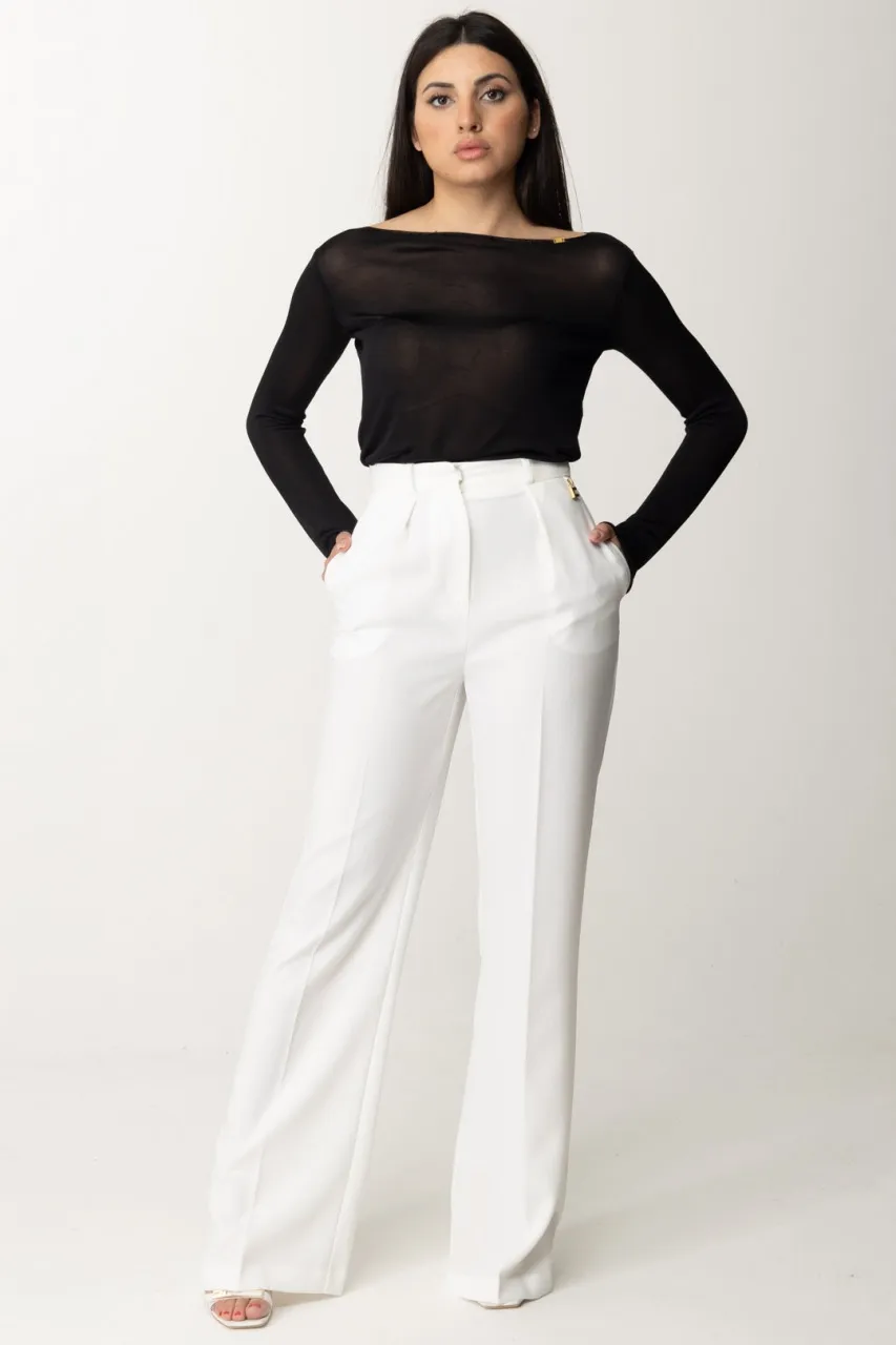 Pantaloni con charm logo Avorio