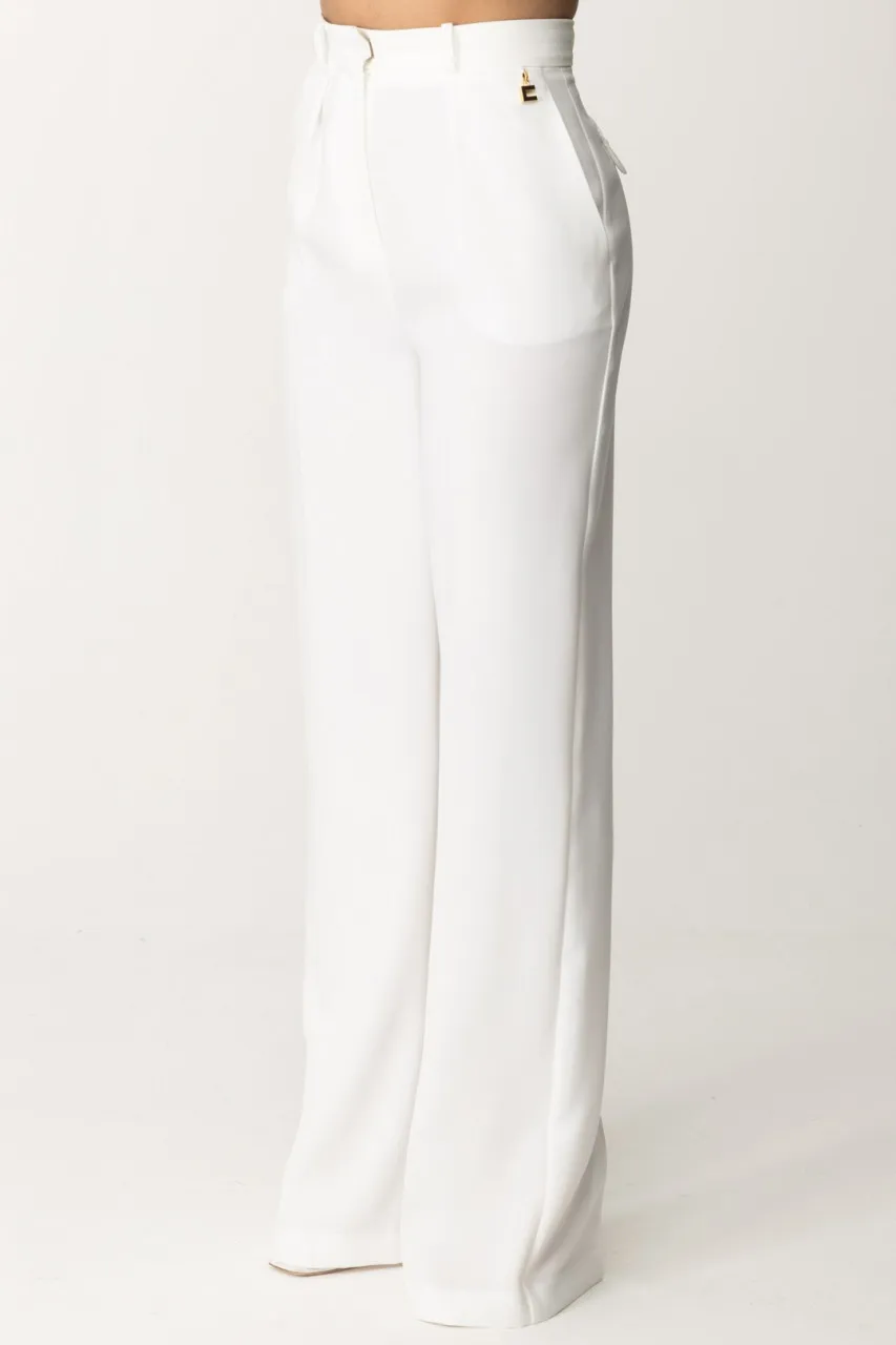 Pantaloni con charm logo Avorio