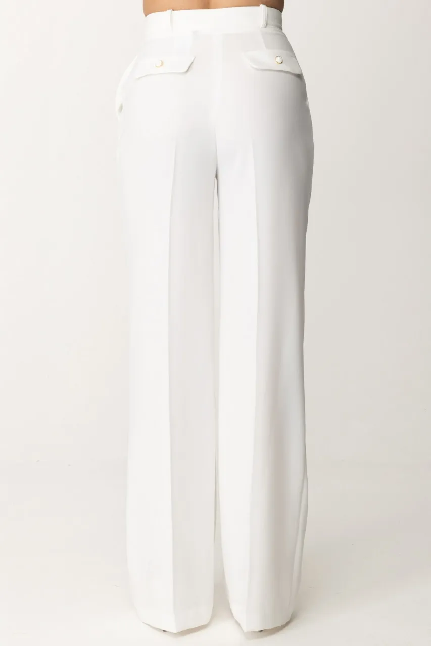 Pantaloni con charm logo Avorio
