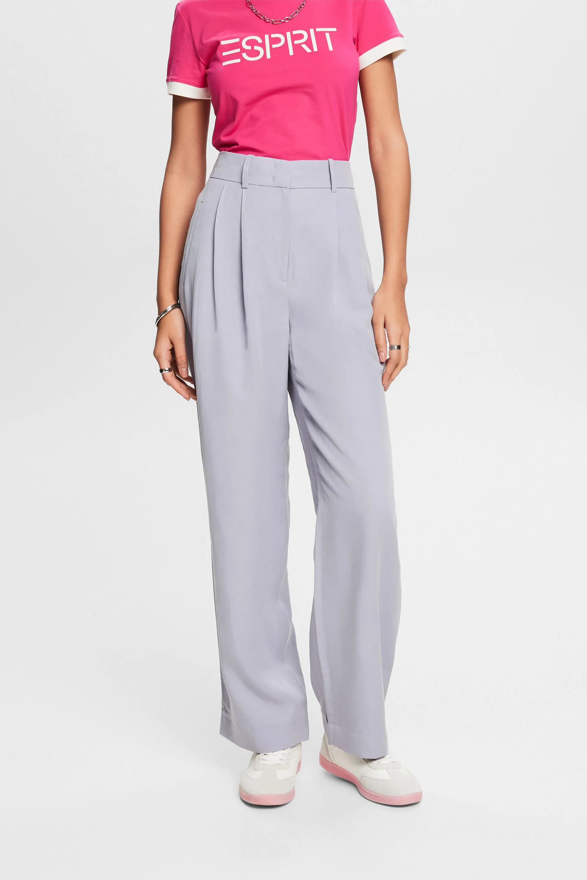 Pantaloni in twill a gamba larga