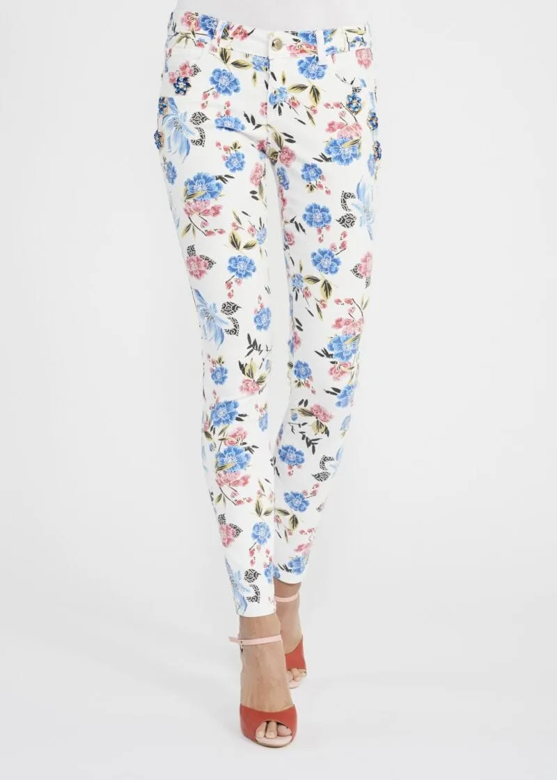 Pantaloni skinny con stampa floreale