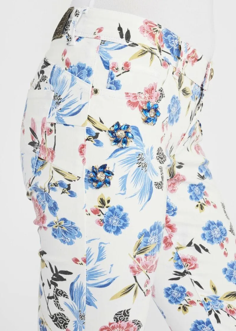 Pantaloni skinny con stampa floreale