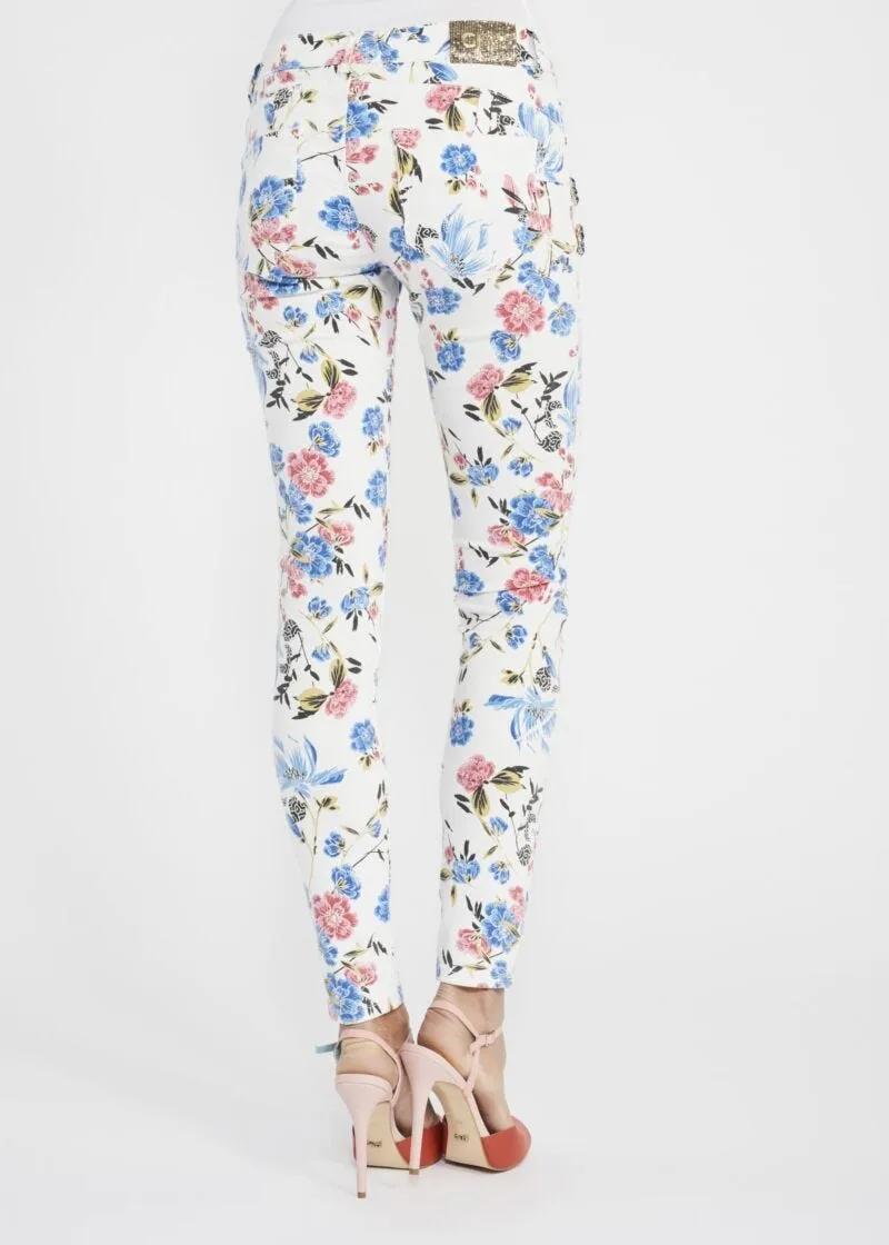 Pantaloni skinny con stampa floreale