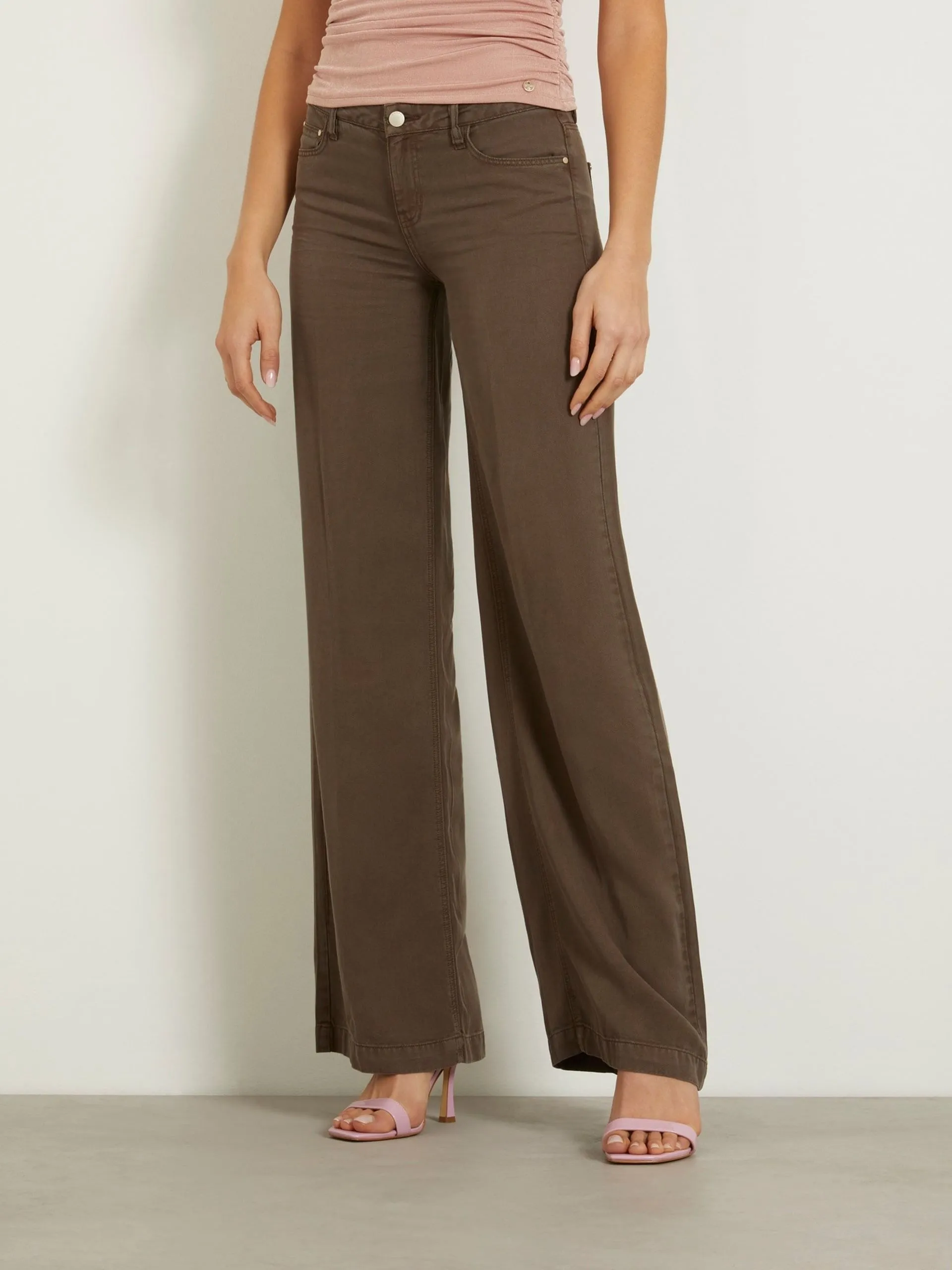 Pantaloni wide leg a vita media guess